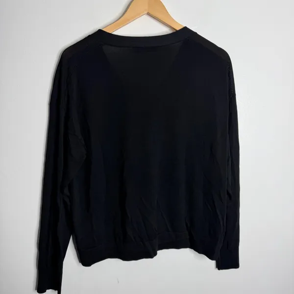 Zara Black V-Neck Cardigan Button Front Small Minimalist Workwear Casual Office - Image 2