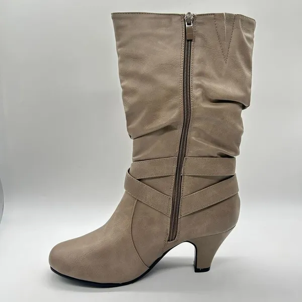 Forever Boots Womens‎ 10 Tan Bibi-5 Kitty Heel Calf High Riding Boots NEW - Image 2