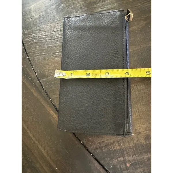 Fossil Black Pebbled Leather Trifold Clutch Wallet Envelope Snap Brass Hardware - Image 7