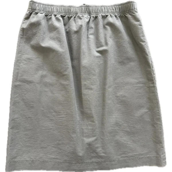 L.L.Bean Knee-Length‎ 100% Cotton Skirt Full-Zip 10 Pockets Khaki Elastic Waist - Image 4
