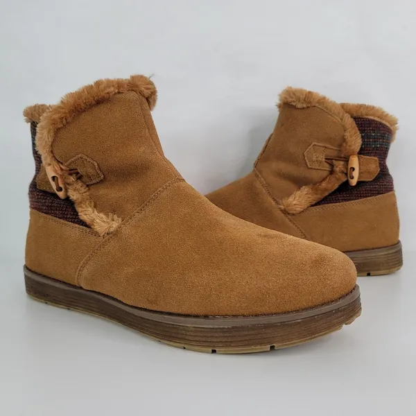 Skechers Ankle Boots Womens 9 Tan Suede‎ Faux Fur Lined 48677 - Image 2