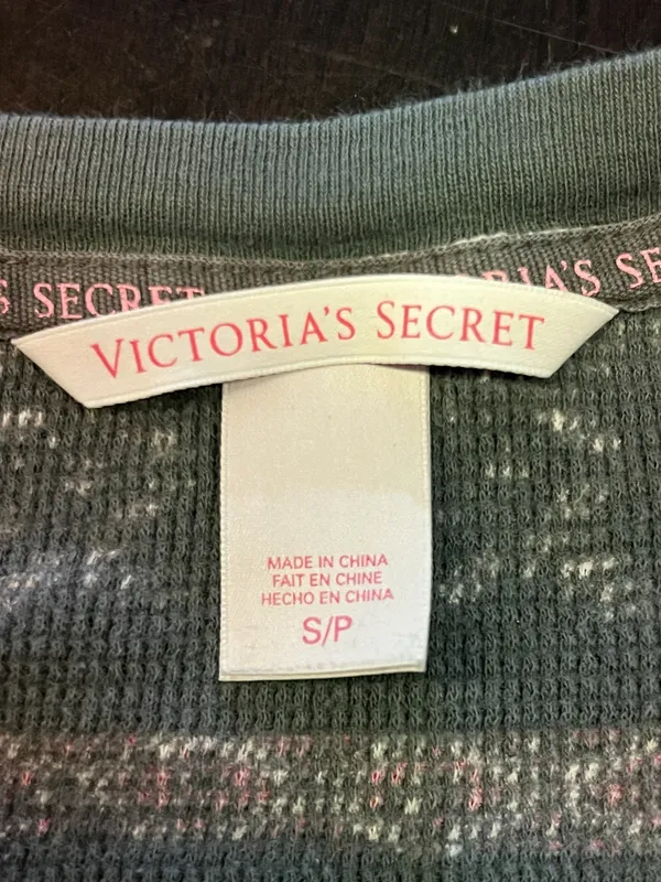 Victoria's Secret Thermal Shirt Womens Small Gray Fair Isle Scoop Neck Top - Image 6