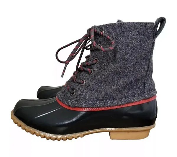 GH Bass & Co Harlequin Duck Boots Womens 6 Gray Wool Lace Up Ankle Rain Outdoor - Image 2