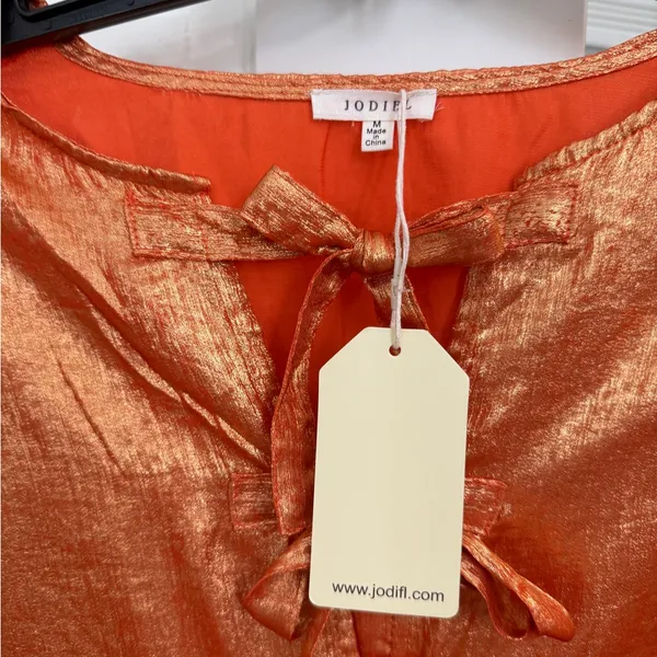 Orange shimmer long sleeve top medium - Image 2