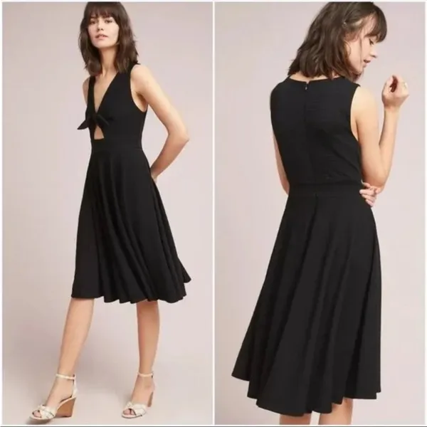 Anthropologie Hutch bow cut out black mini dress Sz‎ S - Image 2