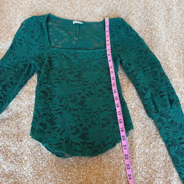 Intimately Free People Green Lace Square Neck Puff Sleeve Top Whimsigoth Boho XS - Image 6