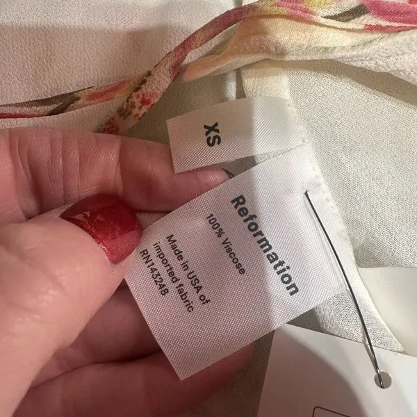 Reformation Karen Kimono Midi Wrap Dress Leila Floral Tulip Size‎ XS Cream Pink - Image 6
