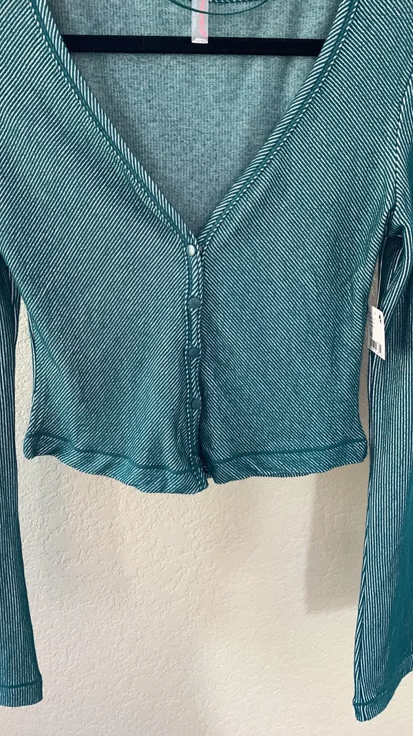 Free People Movement green striped soft top - Image 4