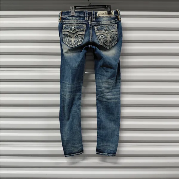 Rock Revival Ferry Skinny Jeans Size 27 Blue Low Rise Y2K Festival Retro Denim - Image 2