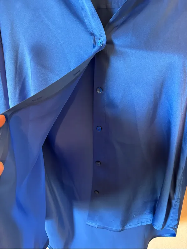 L’AGENCE Dani Silk Blouse in Blue Size Medium - Image 6