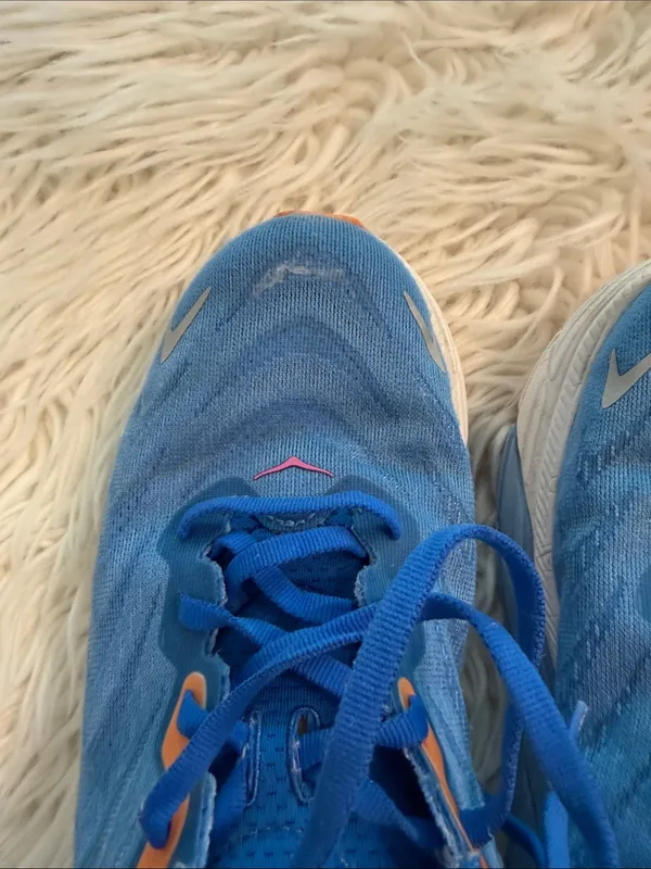 Hoka Blue Running Shoes with Pink Logo and Orange Accents in fair/ good condi - Image 12