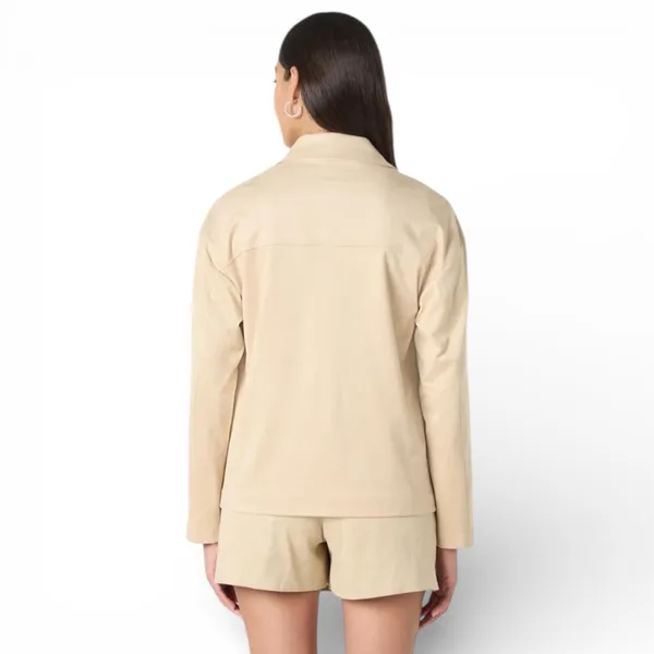 The Drop Haylan Suede Shacket Hummus‎ Button Front Pockets Size M Tan Size M - Image 4