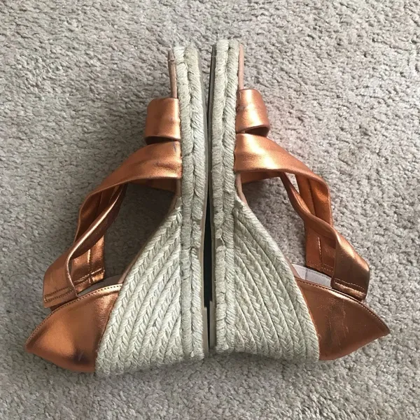 Anthropologie Pinaz‎ Espradilles Gold Copper Metallic Strappy Summer Heel 40 - Image 5