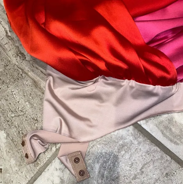 Strut & Bolt pink & red tie strap color block bodysuit - Image 4