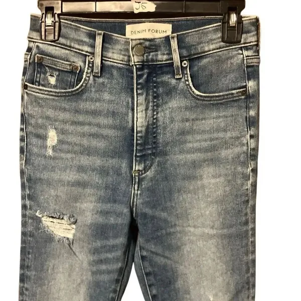 Denim Forum The Lola High Rise Skinny Medium Wash Distressed Jeans size 26 - Image 4