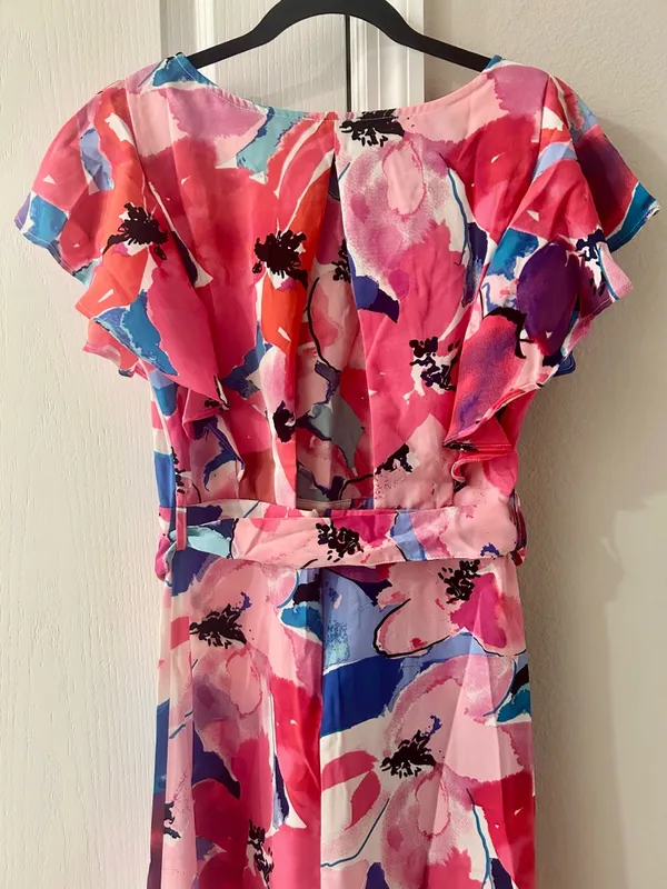 Umgee Bright Floral Belted Midi Dress Size Small - Image 7