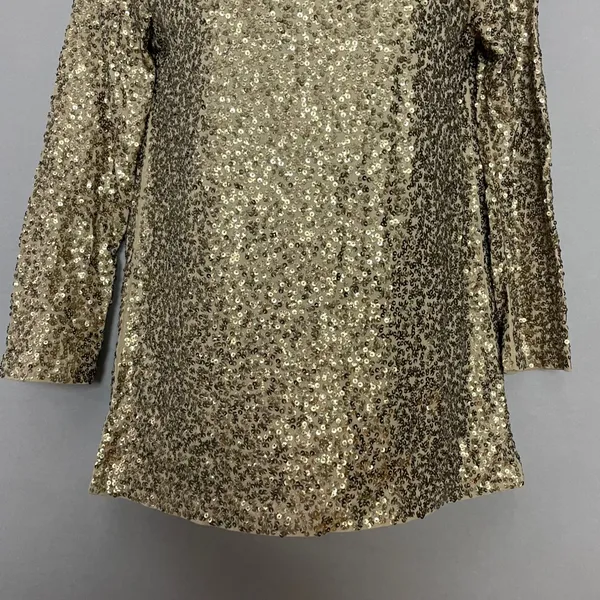 J. Crew Sequin Shirt Boat Neck 3/4 Sleeves Size XS Women Gold Christmas Top - Image 6