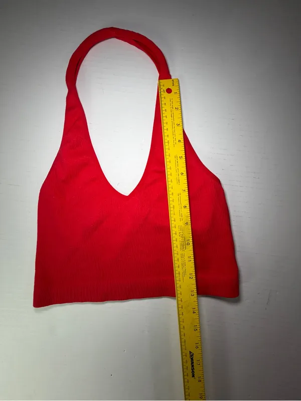 Forever 21 Red Ribbed Halter Crop Top - Image 4