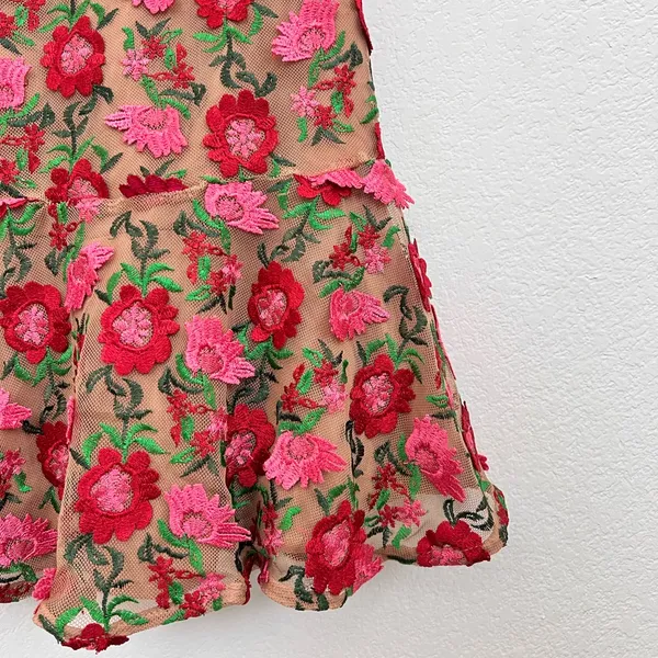 For Love & Lemons Amelia Floral Off Shoulder Mesh Fabric Party Mini Dress XS‎ - Image 8
