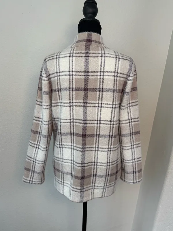 Rachel Zoe Plaid Fuzzy Zip-Up Jacket Size Medium - Image 5