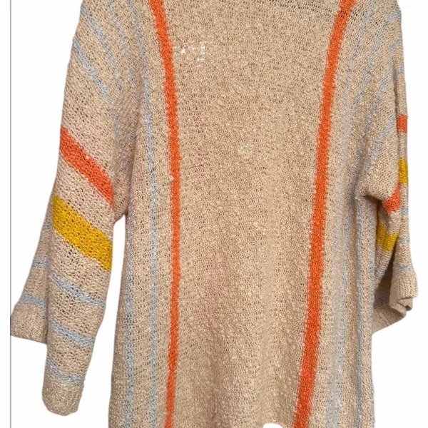 Dokotoo Striped Multicolor Women's Knit 3/4 Sleeve Sweater - Image 4