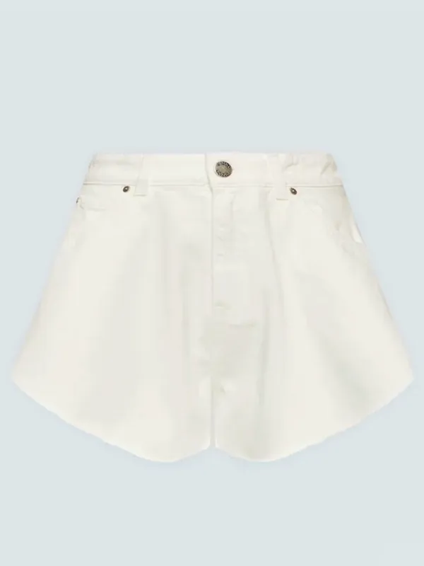 Pinko Off-White Calma Denim Butterfly Jean Shorts High-Waist Country Boho Sz 32 - Image 2