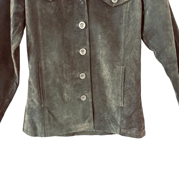 Wilson’s Leather Maxima Brown Suede Leather Jacket Women’s Size M Button Front - Image 5