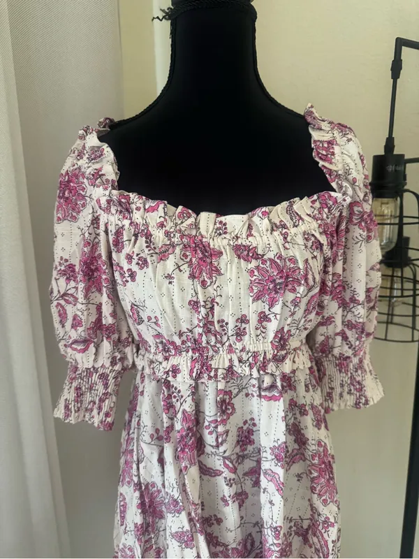 MISA Los Angeles Floral Tie Back Mini Dress Puff Sleeve A-Line Medium Made USA - Image 4