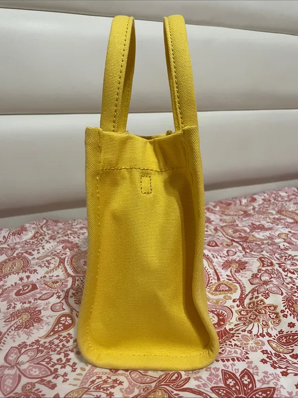 Marc Jacobs Yellow Canvas Mini Tote with Black Strap - Image 4