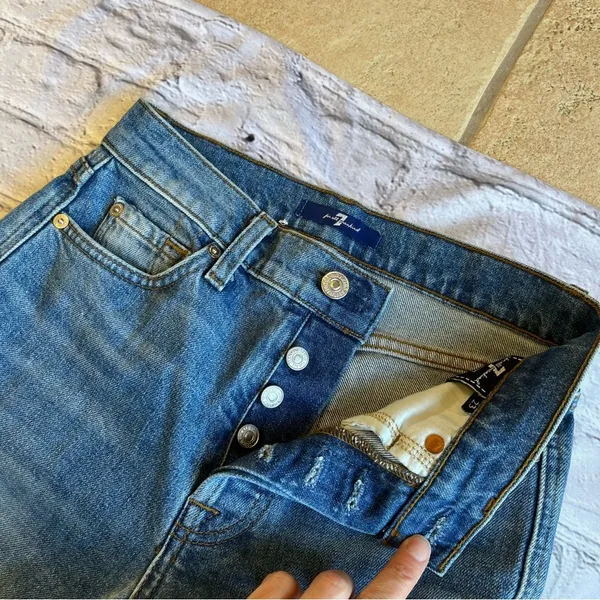 7 For All Mankind Cropped Jeans Button Fly 23 Womens Boho Festival - Image 8