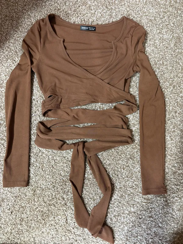 Brown Wrap Top Shein - Image 2