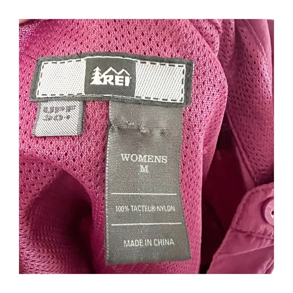 REI Hiking Shirt Womens M Magenta Mesh Lined Long Sleeve Button Down Gorpcore - Image 10