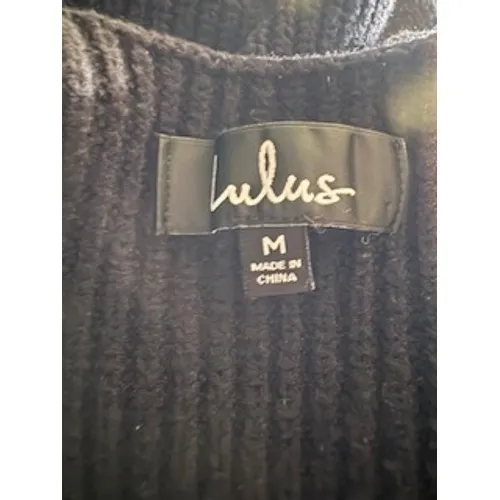 LULUS Sweater Vest Medium Black Ribbed V-Neck‎ Knit Minimalist Layering Chic - Image 6