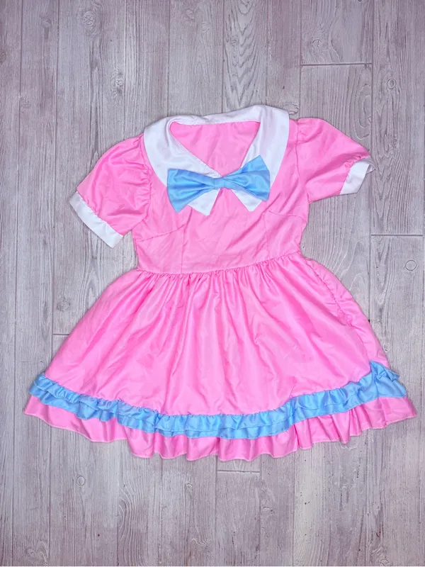 Pink and blue bow Lolita cosplay living doll dress large Halloween costume - Image 2