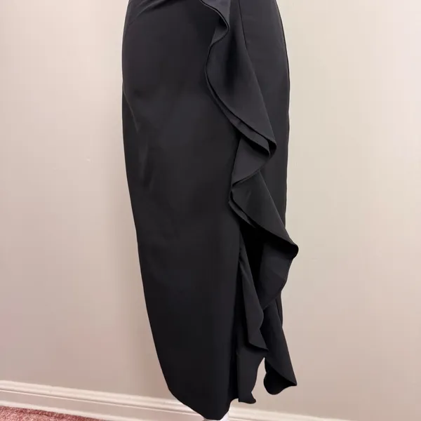 Bardot Likely Rona Ruffle Midi‎ Dress Square Neck Black Cocktail Dress 4/XS - Image 7