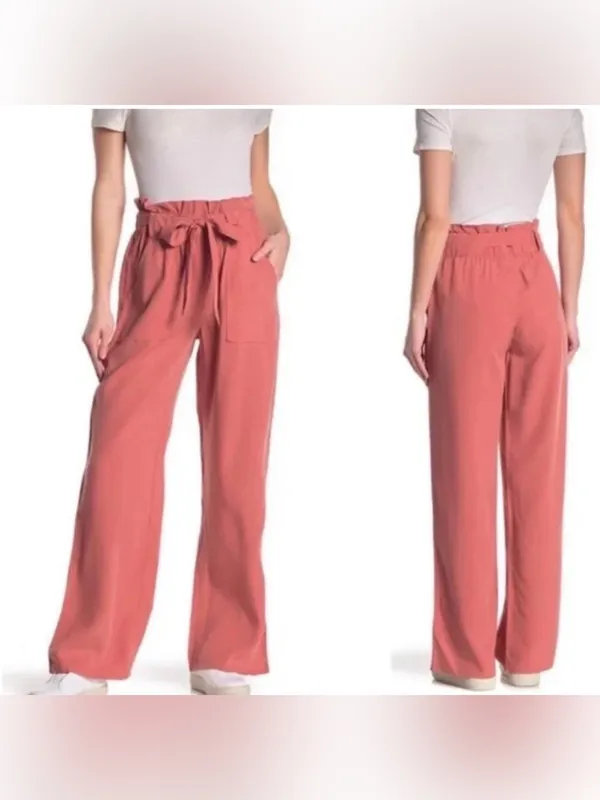 Thread + Supply Women’s Pink/Salmon High Waisted Wide Leg CasualPants Medium - Image 2