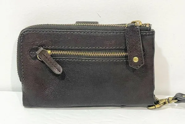 Fossil Vintage Brown Leather Multi Card Slot Change Zipper Wristlet Wallet - Image 3