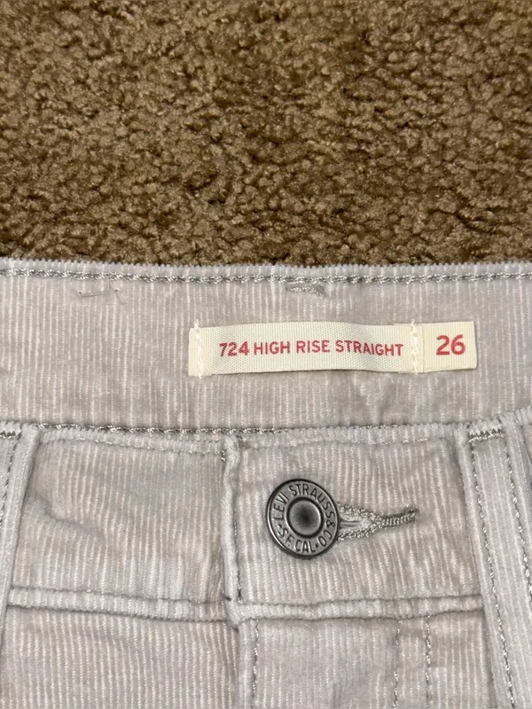 Levi’s 724 High Rise Straight Jeans NWOT Gray Corduroy Stretch Pants Sz 26x28 - Image 6
