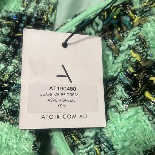 Atoir Leave Me Be Dress Aspen Green Plaid Tweed Mini Dress XS NWT Ruffle - Image 6