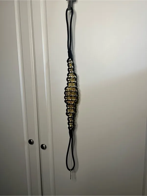 Vintage Ann Taylor 90s Black Braided Rope Gold Bead Belt Medium - Image 2