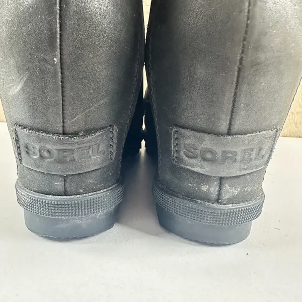 Sorel Joan of Arctic Wedge Black Leather Waterproof Ankle Chelsea Boot Womens 10 - Image 7