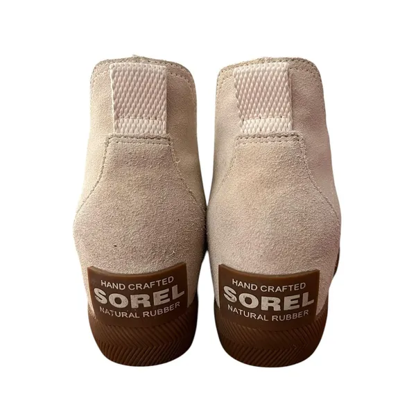 Sorel Boots Women's Size 8.5 White Suede Chelsea Wedge Ankle Booties Minimalist - Image 4