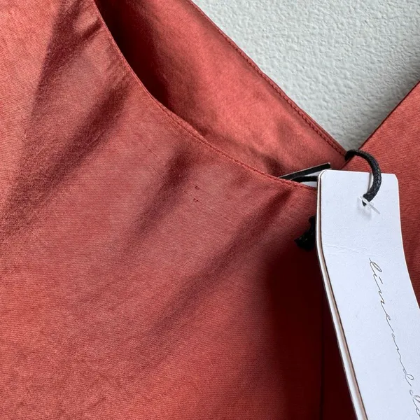 NWT Line & Dot Satin Slip Dress Burnt Orange Brown Romantic Beach Size Medium - Image 5