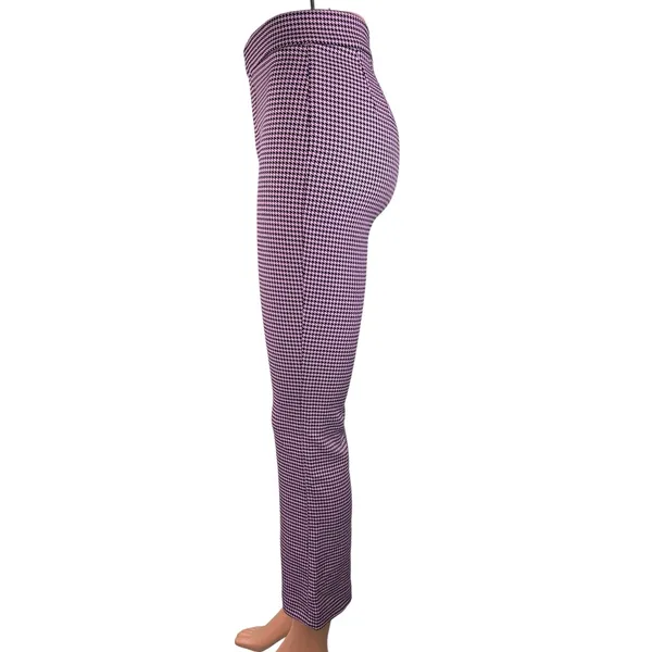Zara Purple Houndstooth Flared Leg High Waist Bell Bottom 70's Trousers Pants XS - Image 2