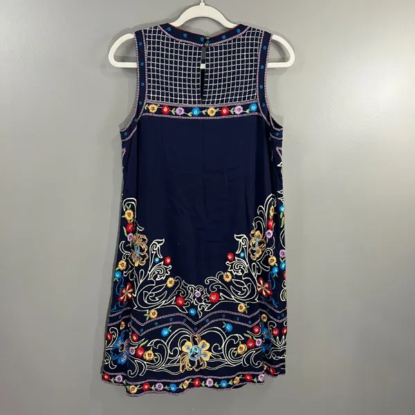 Maeve Anthropologie Sleeveless Embroidered Cotton Blue Sheath Dress Size US 6 - Image 10
