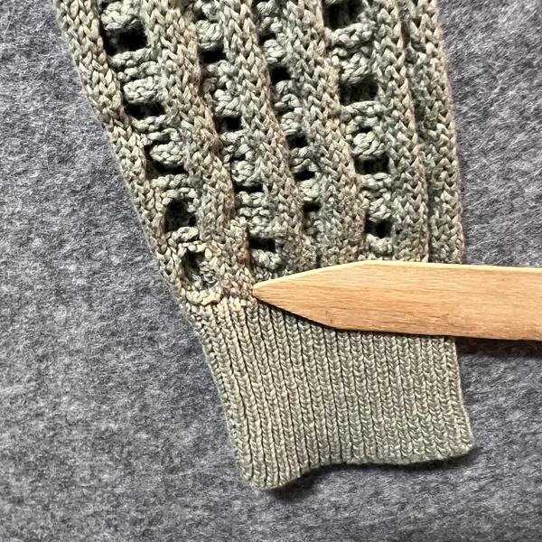 One Grey Day Open Knit‎ Ladder Sleeve Crochet Sweater Sage Green L Boho Cotton - Image 3