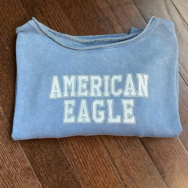 American Eagle Cropped Sweatshirt. Size Small Women’s . Blue. - Image 4