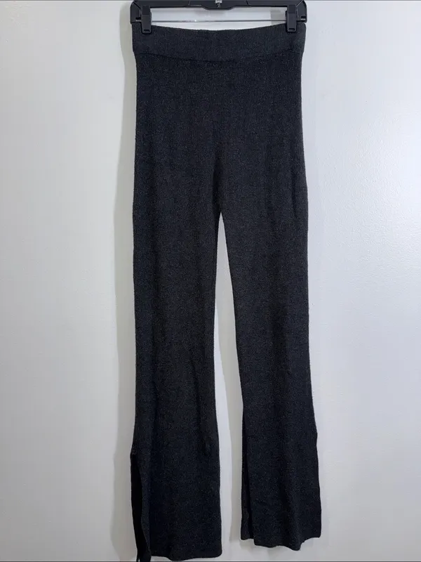 Le Ore Lodi ribbed knit flare pants side slit size medium Gray - Image 3
