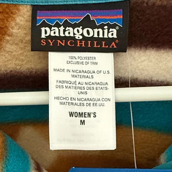 Patagonia Turquoise & Tan Geometric Snap-T Fleece Pullover - Image 9