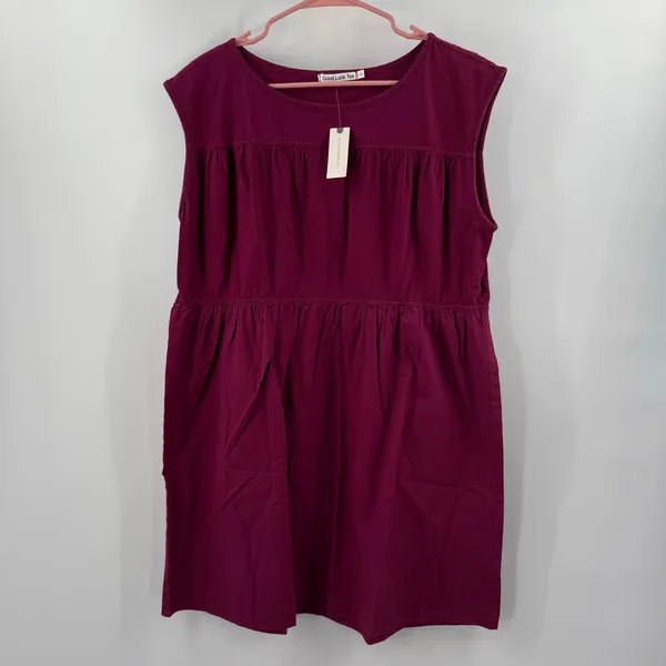Good Luck Tee Babydoll Dress Women’s SZ Small NWT Anthropologie Wine 100% Cotton - Image 14